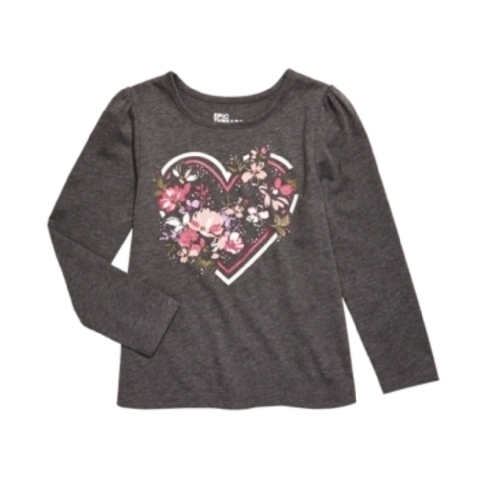 Epic Threads 2T Toddler Girl's Gray Heart T-Shirt